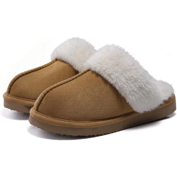 Women's Chestnut Comfy Memory Foam Slippers Closed-Toe Indoor House Shoes - Picture 6 of 11